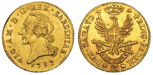 REGNO DI SARDEGNA. VITTORIO AMEDEO III DI SAVOIA, 1773-1796. Mezza Doppia Nuova 1787. Torino.