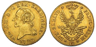 Regno di Sardegna. Vittorio Amedeo III di Savoia, 1773-1796. Mezza Doppia Nuova 1790. Torino.