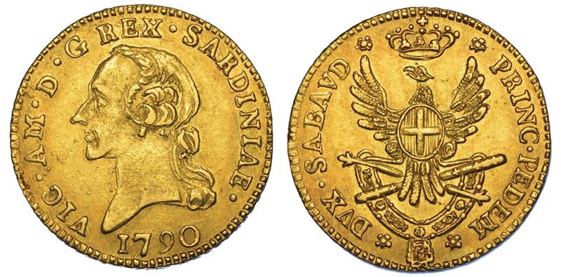 REGNO DI SARDEGNA. VITTORIO AMEDEO III DI SAVOIA, 1773-1796. Mezza Doppia Nuova 1790. Torino.  - Auction Numismatics - II - Cambi Casa d'Aste