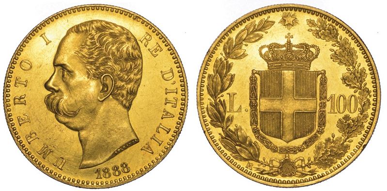 REGNO D'ITALIA. UMBERTO I DI SAVOIA, 1878-1900. 100 Lire 1888.  - Auction Numismatics - II - Cambi Casa d'Aste