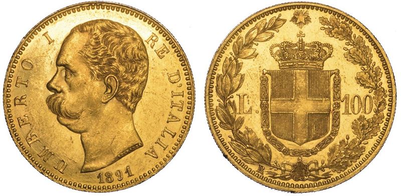 REGNO D'ITALIA. UMBERTO I DI SAVOIA, 1878-1900. 100 Lire 1891.  - Asta Numismatica - II - Cambi Casa d'Aste