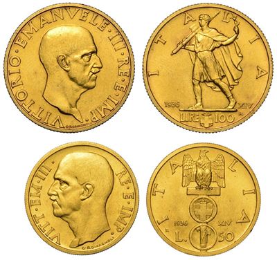 Regno D'italia. Vittorio Emanuele III di Savoia, 1900-1946. Lotto di Due Monete.
