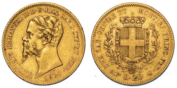 REGNO DI SARDEGNA. VITTORIO EMANUELE II DI SAVOIA, 1849-1861. 20 Lire 1860. Torino.