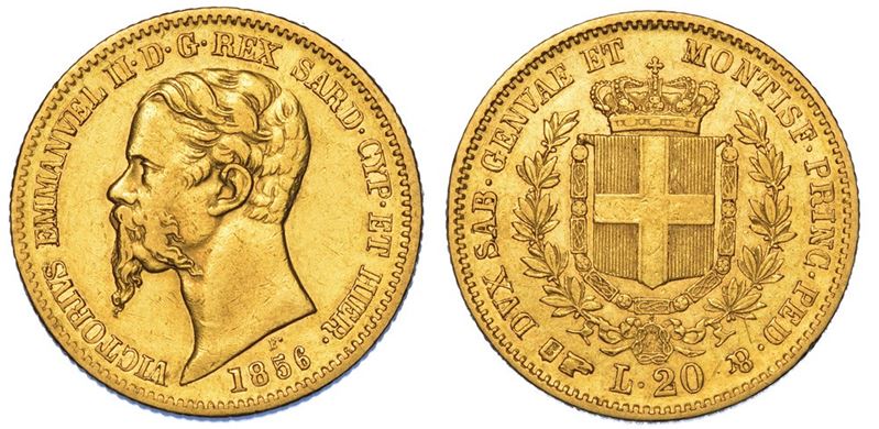 REGNO DI SARDEGNA. VITTORIO EMANUELE II DI SAVOIA, 1849-1861. 20 Lire 1856. Torino.  - Auction Numismatics - II - Cambi Casa d'Aste