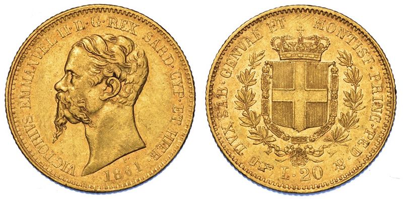 REGNO DI SARDEGNA. VITTORIO EMANUELE II DI SAVOIA, 1849-1861. 20 Lire 1861. Torino.  - Asta Numismatica - II - Cambi Casa d'Aste