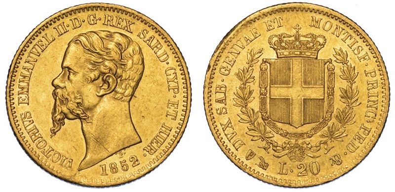 REGNO DI SARDEGNA. VITTORIO EMANUELE II DI SAVOIA, 1849-1861. 20 Lire 1852. Genova.  - Asta Numismatica - II - Cambi Casa d'Aste