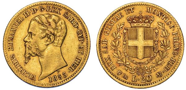 REGNO DI SARDEGNA. VITTORIO EMANUELE II DI SAVOIA, 1849-1861. 20 Lire 1853. Genova.