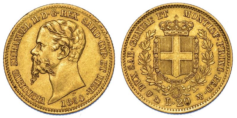 REGNO DI SARDEGNA. VITTORIO EMANUELE II DI SAVOIA, 1849-1861. 20 Lire 1854. Genova.  - Auction Numismatics - II - Cambi Casa d'Aste