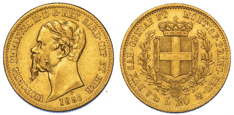 REGNO DI SARDEGNA. VITTORIO EMANUELE II DI SAVOIA, 1849-1861. 20 Lire 1856. Genova.  - Auction Numismatics - II - Cambi Casa d'Aste