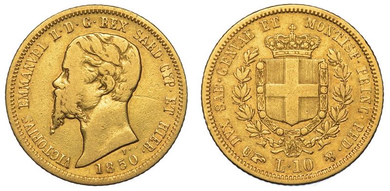 REGNO DI SARDEGNA. VITTORIO EMANUELE II DI SAVOIA, 1849-1861. 10 Lire 1850. Torino.  - Auction Numismatics - II - Cambi Casa d'Aste