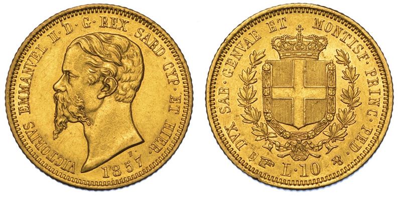 REGNO DI SARDEGNA. VITTORIO EMANUELE II DI SAVOIA, 1849-1861. 10 Lire 1857. Torino.  - Auction Numismatics - II - Cambi Casa d'Aste