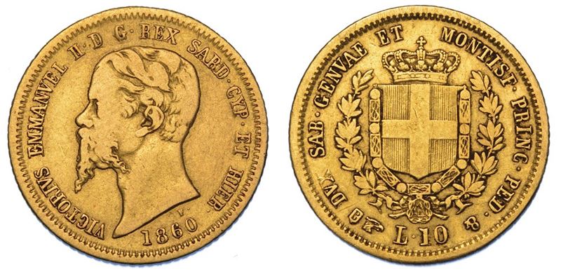 REGNO DI SARDEGNA. VITTORIO EMANUELE II DI SAVOIA, 1849-1861. 10 Lire 1860. Torino.  - Auction Numismatics - II - Cambi Casa d'Aste