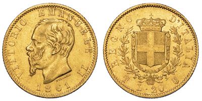 Regno D'italia. Vittorio Emanuele II di Savoia, 1861-1878. 20 Lire 1861. Torino.
