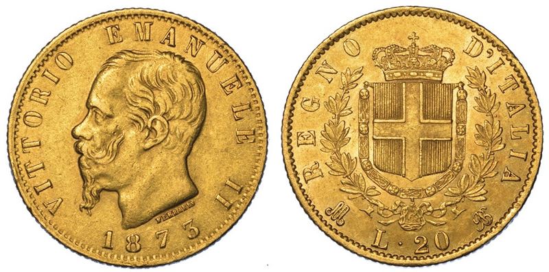 REGNO D'ITALIA. VITTORIO EMANUELE II DI SAVOIA, 1861-1878. 20 Lire 1873. Milano.  - Auction Numismatics - II - Cambi Casa d'Aste
