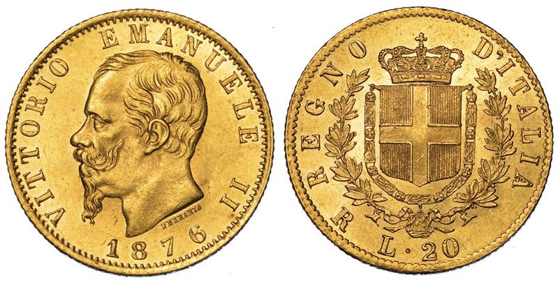 REGNO D'ITALIA. VITTORIO EMANUELE II DI SAVOIA, 1861-1878. 20 Lire 1876. Roma.  - Auction Numismatics - II - Cambi Casa d'Aste