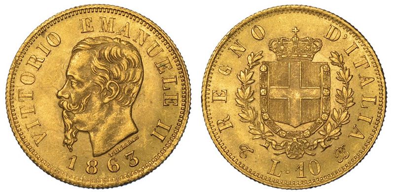 REGNO D'ITALIA. VITTORIO EMANUELE II DI SAVOIA, 1861-1878. 10 Lire 1863. Torino.  - Auction Numismatics - II - Cambi Casa d'Aste