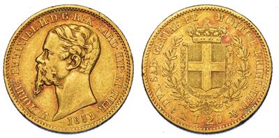 Regno di Sardegna. Vittorio Emanuele II di Savoia, 1849-1861. 20 Lire 1851. Genova.