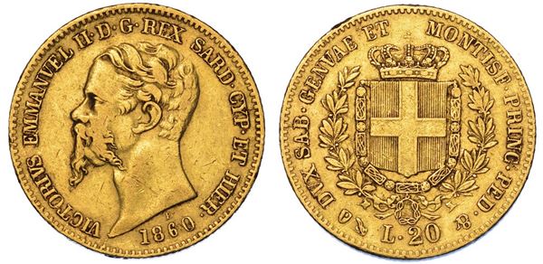 REGNO DI SARDEGNA. VITTORIO EMANUELE II DI SAVOIA, 1849-1861. 20 Lire 1860. Genova.