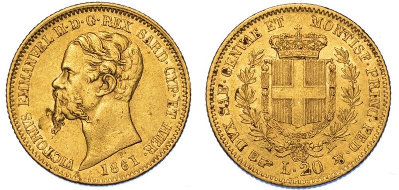 REGNO DI SARDEGNA. VITTORIO EMANUELE II DI SAVOIA, 1849-1861. 20 Lire 1861. Torino.  - Auction Numismatics - II - Cambi Casa d'Aste
