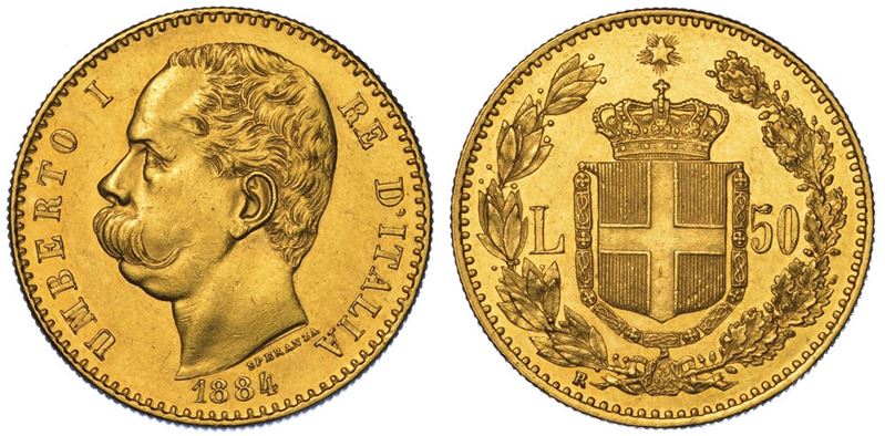 REGNO D'ITALIA. UMBERTO I DI SAVOIA, 1878-1900. 50 Lire 1884.  - Auction Numismatics - II - Cambi Casa d'Aste