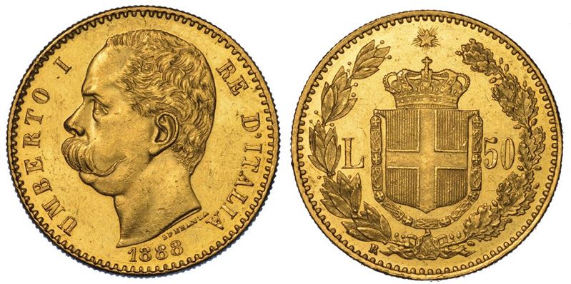 REGNO D'ITALIA. UMBERTO I DI SAVOIA, 1878-1900. 50 Lire 1888.  - Asta Numismatica - II - Cambi Casa d'Aste