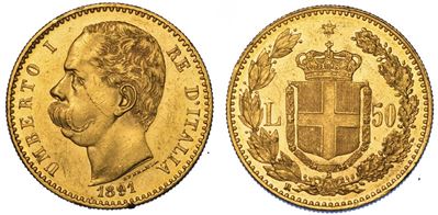 Regno D'italia. Umberto i di Savoia, 1878-1900. 50 Lire 1891.