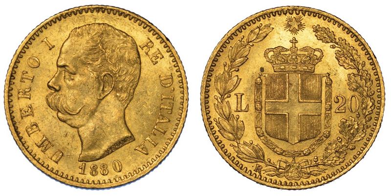 REGNO D'ITALIA. UMBERTO I DI SAVOIA, 1878-1900. 20 Lire 1880.  - Auction Numismatics - II - Cambi Casa d'Aste