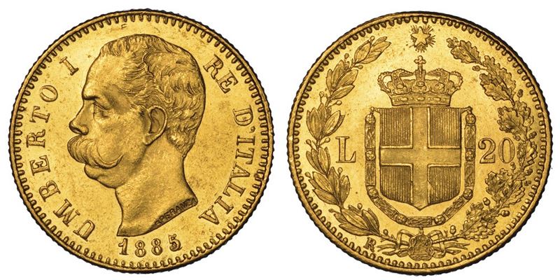 REGNO D'ITALIA. UMBERTO I DI SAVOIA, 1878-1900. 20 Lire 1885.  - Auction Numismatics - II - Cambi Casa d'Aste