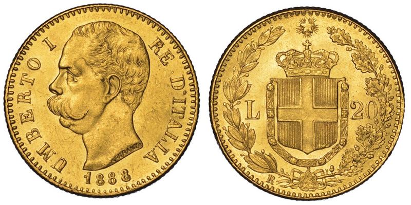 REGNO D'ITALIA. UMBERTO I DI SAVOIA, 1878-1900. 20 Lire 1888.  - Asta Numismatica - II - Cambi Casa d'Aste