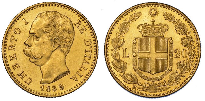 REGNO D'ITALIA. UMBERTO I DI SAVOIA, 1878-1900. 20 Lire 1889.  - Auction Numismatics - II - Cambi Casa d'Aste