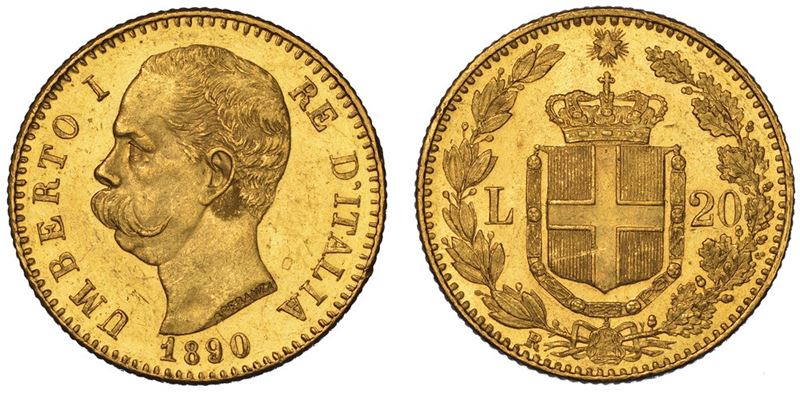 REGNO D'ITALIA. UMBERTO I DI SAVOIA, 1878-1900. 20 Lire 1890.  - Auction Numismatics - II - Cambi Casa d'Aste
