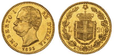 Regno D'italia. Umberto i di Savoia, 1878-1900. 20 Lire 1893.