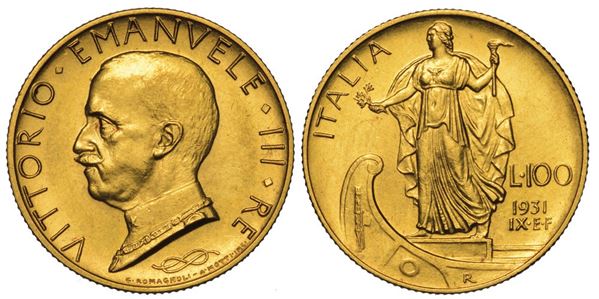 REGNO D'ITALIA. VITTORIO EMANUELE III DI SAVOIA, 1900-1946. 100 Lire 1931/A. IX. Italia su prora.