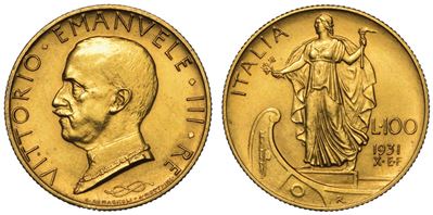 Regno D'italia. Vittorio Emanuele III di Savoia, 1900-1946. 100 Lire 1931/a. X. Italia su Prora.