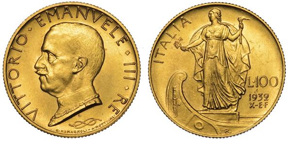 REGNO D'ITALIA. VITTORIO EMANUELE III DI SAVOIA, 1900-1946. 100 Lire 1932/A. X. Italia su prora.