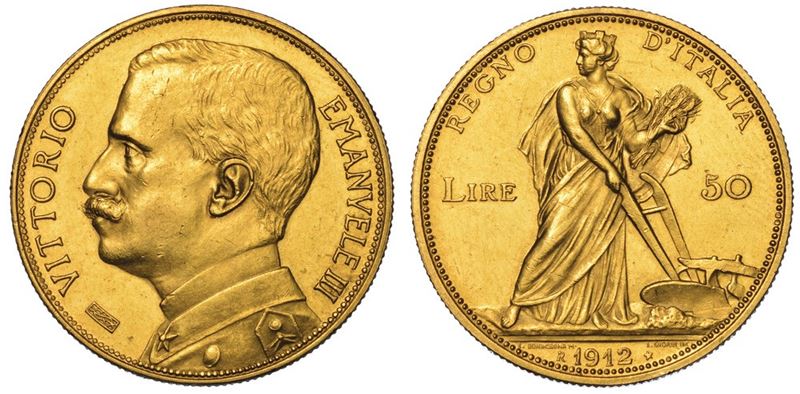 REGNO D'ITALIA. VITTORIO EMANUELE III DI SAVOIA, 1900-1946. 50 Lire 1912. Aratrice.  - Auction Numismatics - II - Cambi Casa d'Aste