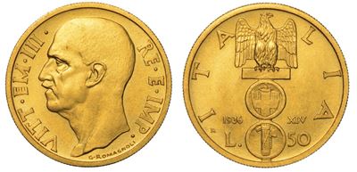 Regno D'italia. Vittorio Emanuele III di Savoia, 1900-1946. 50 Lire 1936. Impero.