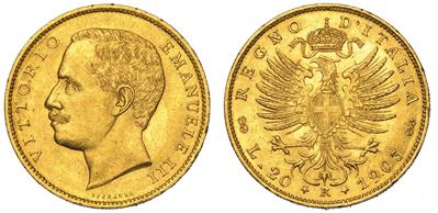 Regno D'italia. Vittorio Emanuele III di Savoia, 1900-1946. 20 Lire 1903. Aquila.