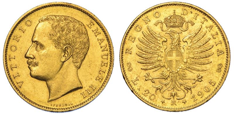 REGNO D'ITALIA. VITTORIO EMANUELE III DI SAVOIA, 1900-1946. 20 Lire 1905. Aquila.  - Asta Numismatica - II - Cambi Casa d'Aste