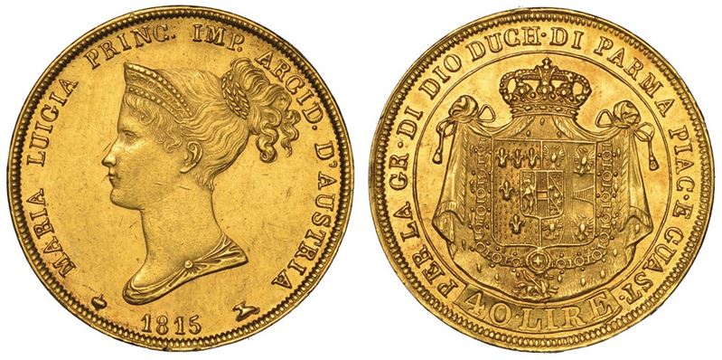 PARMA. MARIA LUIGIA D'AUSTRIA, 1815-1847. 40 Lire 1815.  - Auction Numismatics - II - Cambi Casa d'Aste