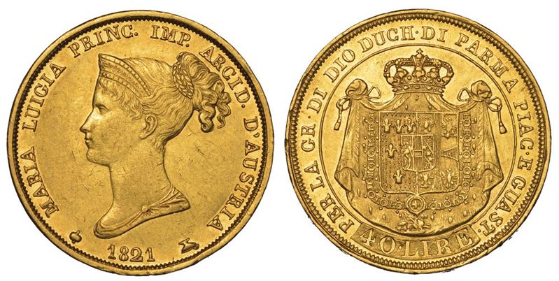 PARMA. MARIA LUIGIA D'AUSTRIA, 1815-1847. 40 Lire 1821.  - Auction Numismatics - II - Cambi Casa d'Aste