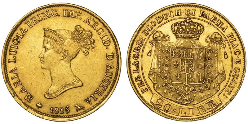 PARMA. MARIA LUIGIA D'AUSTRIA, 1815-1847. 20 Lire 1815.  - Auction Numismatics - II - Cambi Casa d'Aste
