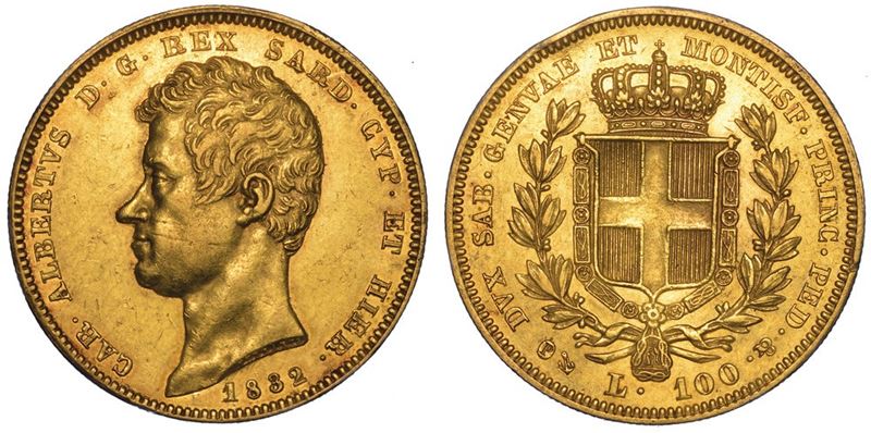 REGNO DI SARDEGNA. CARLO ALBERTO DI SAVOIA, 1831-1849. 100 Lire 1832. Genova.  - Auction Numismatics - II - Cambi Casa d'Aste