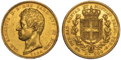 Regno di Sardegna. Carlo Alberto di Savoia, 1831-1849. 100 Lire 1834. Genova.