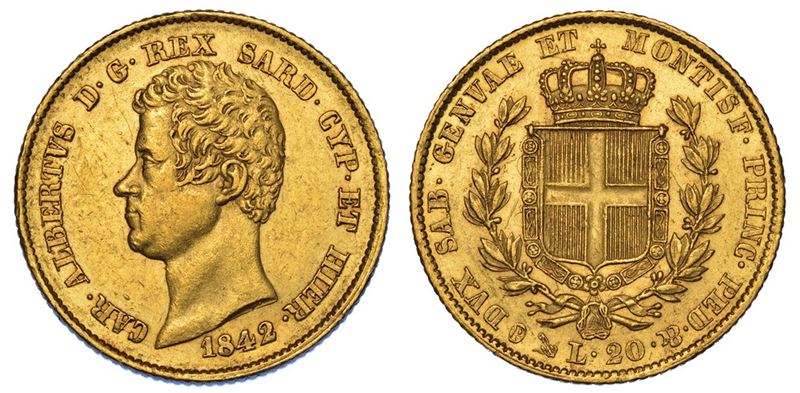 REGNO DI SARDEGNA. CARLO ALBERTO DI SAVOIA, 1831-1849. 20 Lire 1842. Genova.  - Asta Numismatica - II - Cambi Casa d'Aste