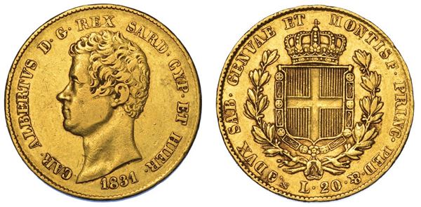 REGNO DI SARDEGNA. CARLO ALBERTO DI SAVOIA, 1831-1849. 20 Lire 1831. Genova.