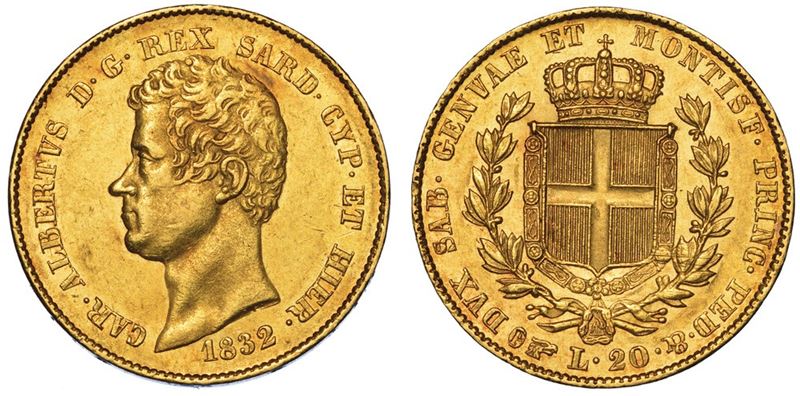 REGNO DI SARDEGNA. CARLO ALBERTO DI SAVOIA, 1831-1849. 20 Lire 1832. Torino.  - Auction Numismatics - II - Cambi Casa d'Aste