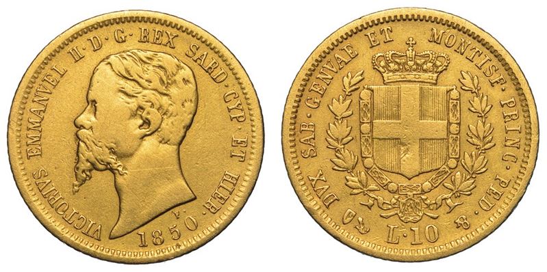 REGNO DI SARDEGNA. VITTORIO EMANUELE II DI SAVOIA, 1849-1861. 10 Lire 1850. Genova.  - Auction Numismatics - II - Cambi Casa d'Aste