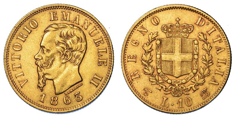 REGNO D'ITALIA. VITTORIO EMANUELE II DI SAVOIA, 1861-1878. 10 Lire 1863. Torino.  - Auction Numismatics - II - Cambi Casa d'Aste