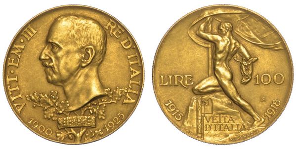 REGNO D’ITALIA. VITTORIO EMANUELE III DI SAVOIA, 1900-1946. 100 Lire 1925. Vetta d’Italia.